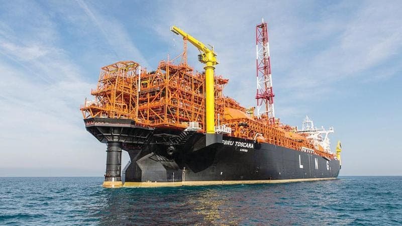 Floating storage and regasification unit at sea